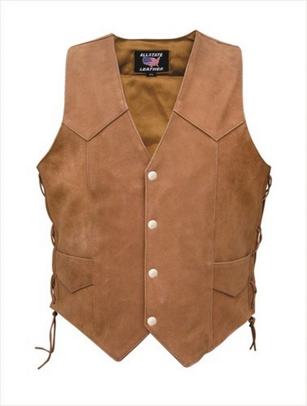 (image for) Ladies brown buffalo leather vest with side laces